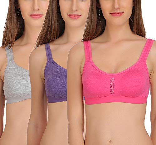 Image of FIMS - Fashion is my style Women's Lycra & Cotton Non Padded Non-Wired Sports Bra (Pack of 3)