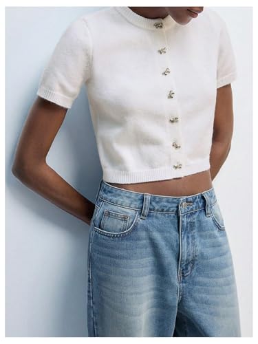 Verdusa Women's Button Up Lightweight Cardigans Sweaters Summer Crop Knit Tops4