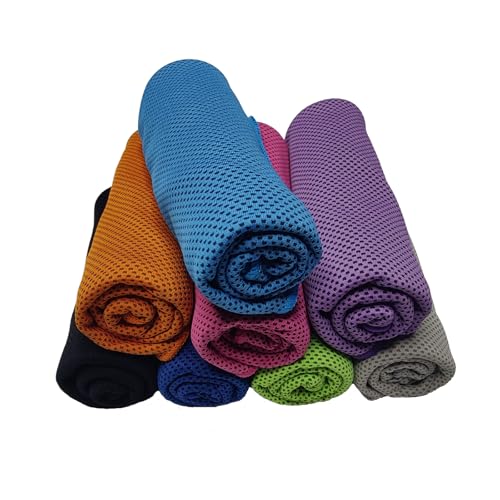 Menjo 8-Pack Outdoors Cooling Towels for Neck & Face. Quick-Dry Workout Towels, Sweat-Wicking for Yoga, Gym, Running and Outdoors. Reusable Cooling Towel for Men & Women and Great for Hot Weather.