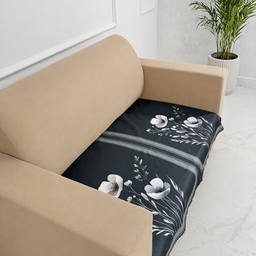 Image of Homerz Premium Waterproof Jasmine Joe Sofa Seat Cover - Floral Printed Sofa Protector | Non-Slip, Washable & Durable Sofa Protector (Grey, 2 Seater)