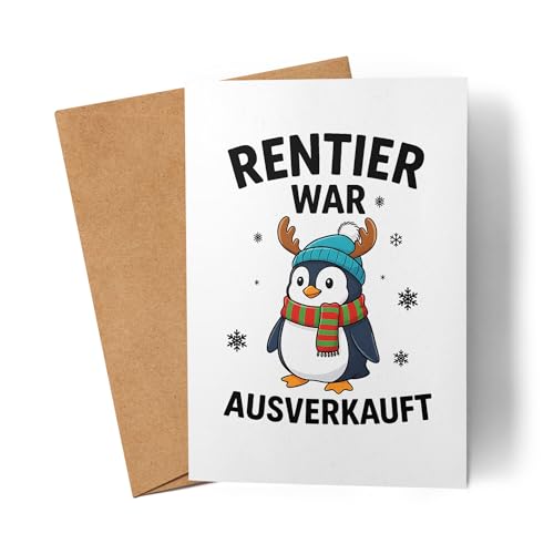 Lilavie-Design Rentier war ausverkauft Pinguin lustig Weihnachten Karte Grußkarte Faltkarte...