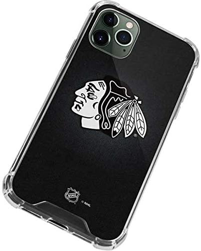 Skinit Clear Phone Case Compatible with iPhone 12 Pro Max - Officially Licensed NHL Chicago Blackhawks Black Background Design