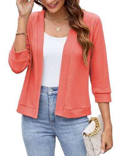 Image of Hount Womens 3 /4 Sleeve Cropped Cardigans Lightweight Casual Open Front Bolero Shrugs Sweaters
