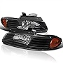 Spec-D Tuning Black Euro Headlights Amber Reflector Compatible with Dodge Grand Caravan 1996-2000, Chrysler Town & Country, Grand Voyager, L+R Pair Head Light Lamp Assembly