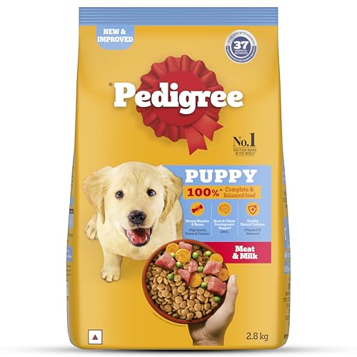 Image of Pedigree Puppy Dry Dog Food, Meat & Milk, 2.8 kg, Contains 37 Essential Nutrients, 100% Complete & Balanced Food for Puppies