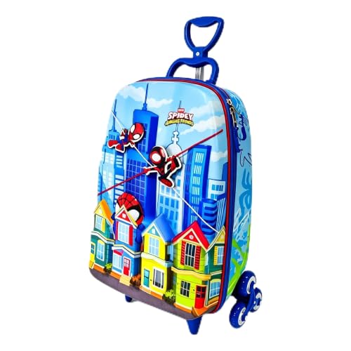 Mala Infantil Spidey City Max Toy 3D Impermeável com Três Rodas