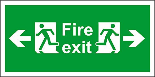 INDIGOS UG - Sticker - Safety - Warning - 5-Set - Fire exit Arrow Left & Right Sign 300mm x 150mm - Decal for Office/Company / School/Hotel