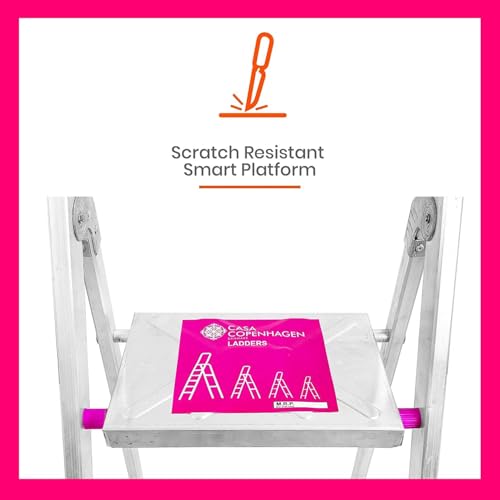 Image of Casa Copenhagen Designed in Denmark, 6-Step Foldable Aluminium Ladder Laser Cut with Super Advance Sure-Hinge Technology,7 Years Warranty - Silver