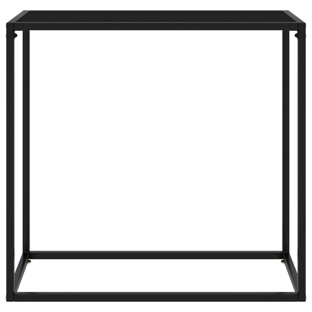 Générique Konsola stołowa czarna 80 x 35 x 75 cm szkło hartowane | Stal malowana proszkowo, wytrzymała i stabilna, łatwa do czyszczenia, stolik boczny do salonu