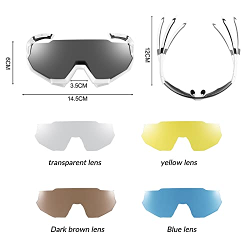 ROCKBROS Lunettes de Soleil Polarisées, Cyclisme Lunettes de Vélo avec 5 Lentilles Interchangeables pour Hommes Femmes Baseball, pêche, Ski, Course - Image 5