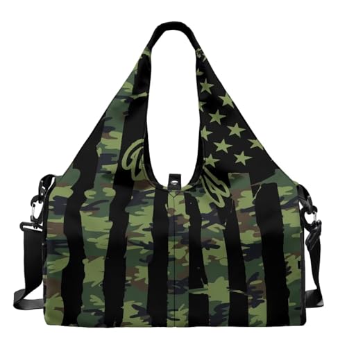 American Flag Mens Gym Bags with Yoga Mat Holder Strap, Memorial Day Gym Duffle Bag with Shoes Compartment, Wet Pocket, Gym Backpack Carring Workout Stuff Accessories