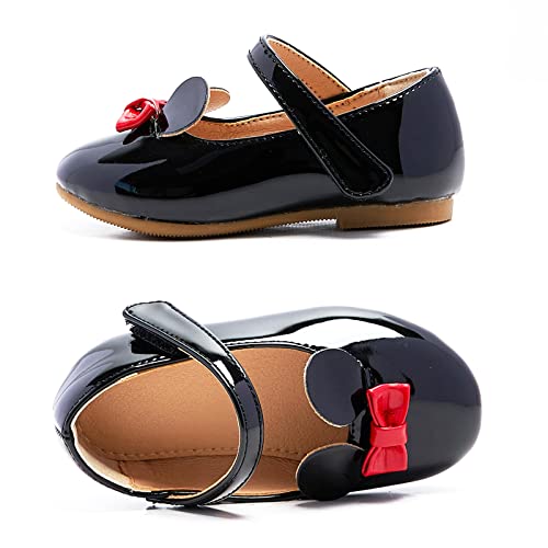 Flaryzone Toddler/Little Girls' Cute Mary Jane Flats Mini Front Knot Dress Shoes (Black,Toddler-Size 5) #TOP7