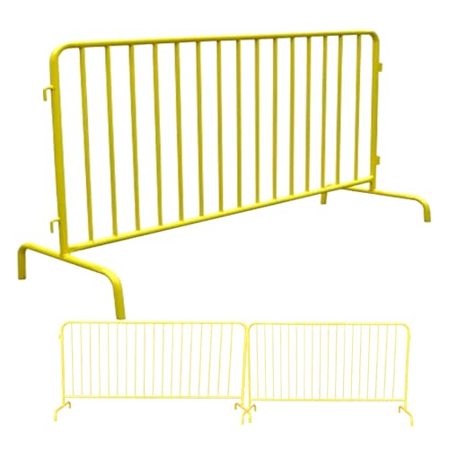 8.5FT Interlocking Steel Barricade-Galvanized Interlocking Barricade with Adjustable Bridge Feet,Crowd Control Metal Barrier for Airport, Stations and Industrial Use