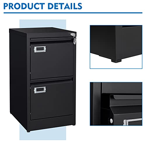 Bynsoe 2 Drawer File Cabinet With Lock Metal Vertical File Storage Cabinet Office Home Steel Vertical File Cabinet For A4 Legal/Letter Size Wide File Cabinet Locked,Assembly Required #TOP7