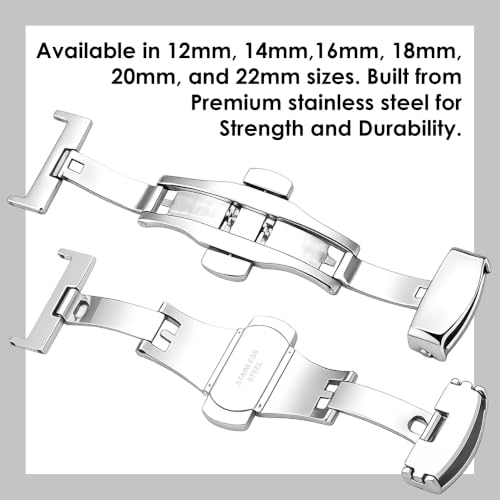 Image of DBLACK ''DSLCK3'' Butterfly Lock Stainless Steel Deployment Buckle Double Push Spring Clasp for Watch strap / / For 16mm, 18mm, 20mm, or 22mm Watch Bands (Choose Your Size & Color)
