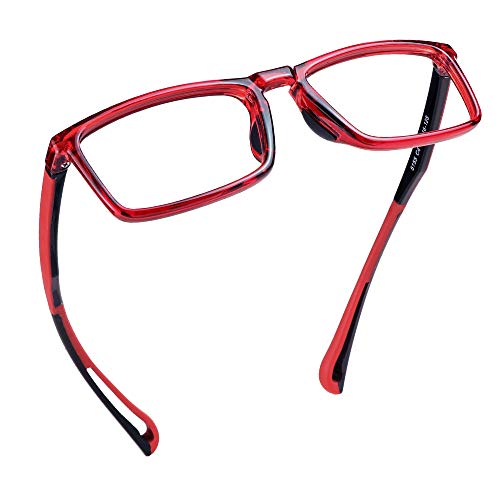 Image of LifeArt Kid Blue Light Blocking Glasses, Filter 85% of Harmful Blue Light, Anti Eyestrain and Blurry, Computer Glasses, Cut UV400 Anti Glare(Red)