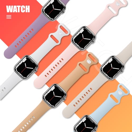 (6 Pack) Sport Band Compatible with Apple Watch Bands 38mm 40mm 41mm 42mm 44mm 45mm 49mm Silicone iWatch Band Ultra 2/Ultra SE Series 9 8 7 6 5 4 3 2 1 Women Men (42/44/45/49mm S/M, — view 2