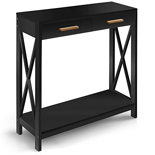 Prosumer's Choice Black Entryway Console, Narrow Sofa Table w/ Single Drawer Storage