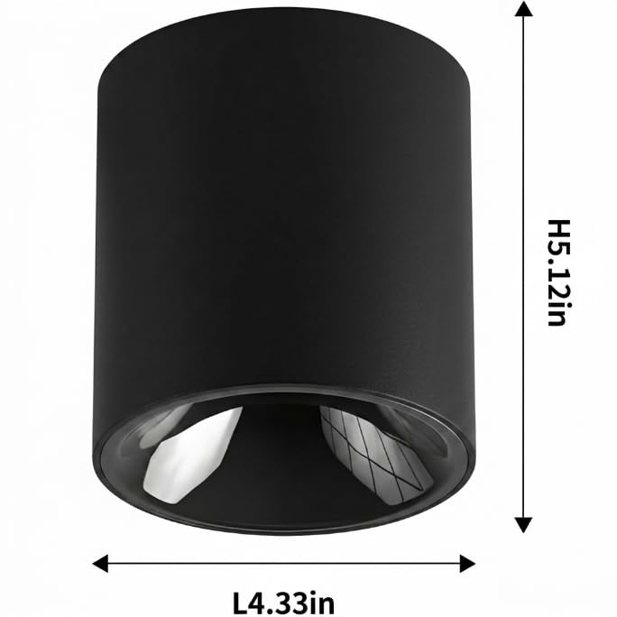 Image of 24W LED Dimmable Black Ceiling Spot Light 4.92'' Aluminum CRI90 3000KCylinder Spotlight Indoor Modern Minimalist Focus Black Ceiling Down Light Fixture for Living Room Hallway Foyer