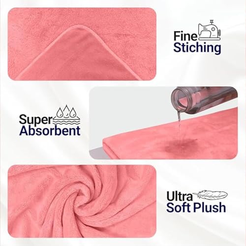 Image of Microfiber Kids Bath Towels Quick Dry Super Absorbent | Super Soft Bath Towel for Babies Toddler-Baby | Towel for Boys and Girls (Green & Pink, 2 Bath Towel)