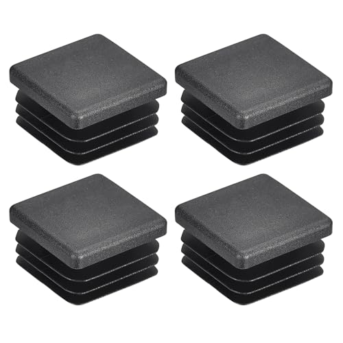 Image of uxcell 4Pcs 25mmx25mm(0.98inch) Plastic Tubing Plug Square Post End Caps for Handrail Stair Newel Guardrail Tube Black