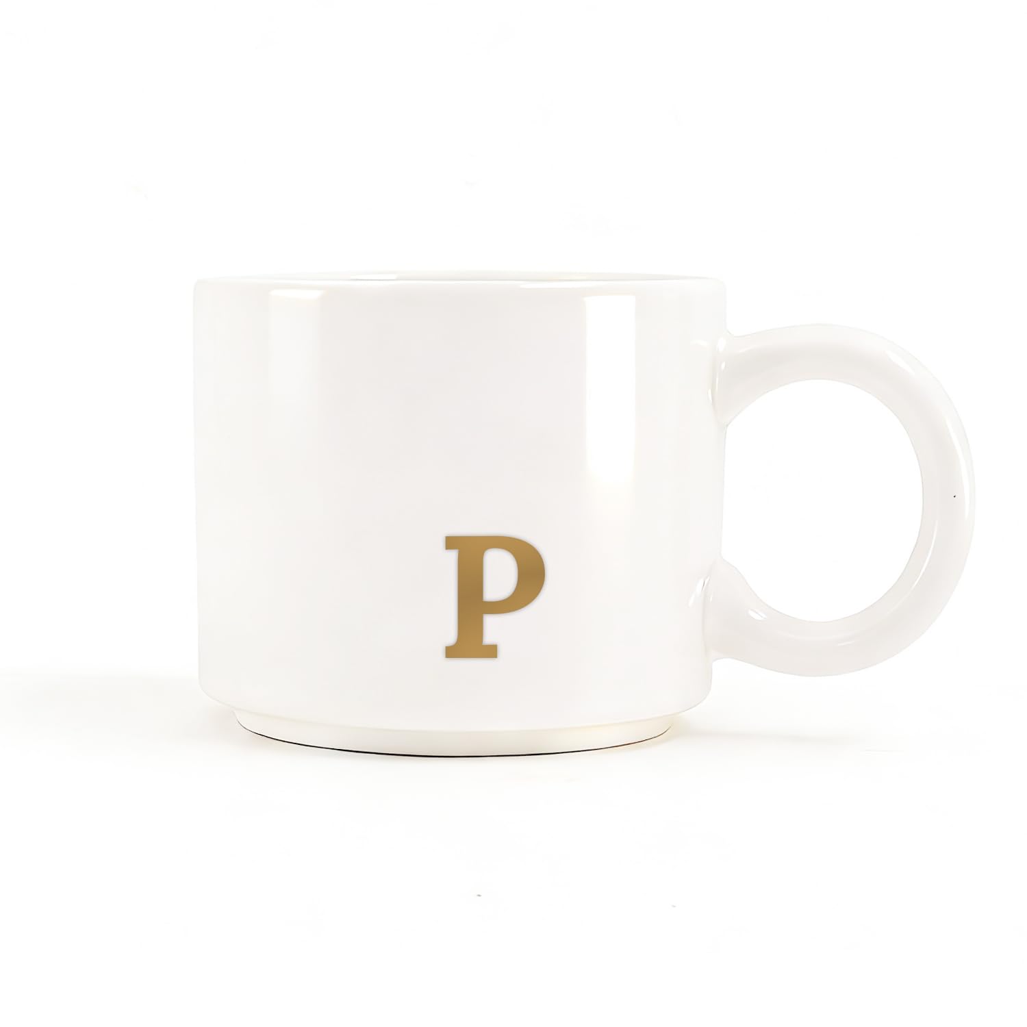 RainVibe Elegant Gift Set for Women – Personalized Monogram Ceramic Mug & Jewelry Tray – 12 oz Gold-Initial Coffee Cup with Gift Box, 4.75" Decorative Dish for Rings, Earrings, Keys (Letter P)