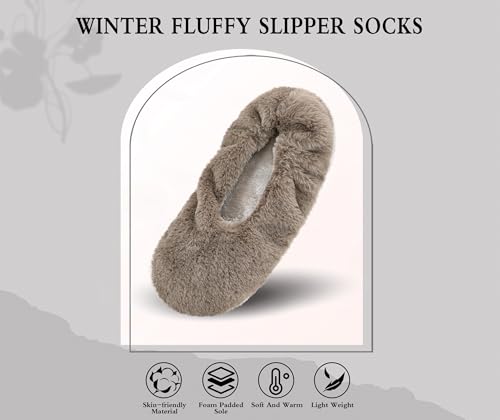 Image of Keyela Women's Ballerina Slippers,Non-Slip Bedroom Slippers Socks | Soft fuzzy slipper socks for ladies Indoor home slippers Cozy sock slippers Ballet Slippers