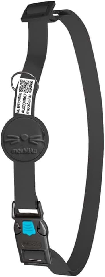 Coleira para Gato Com Identificação QR Code – Localizador Com Nome do Pet (único, black)