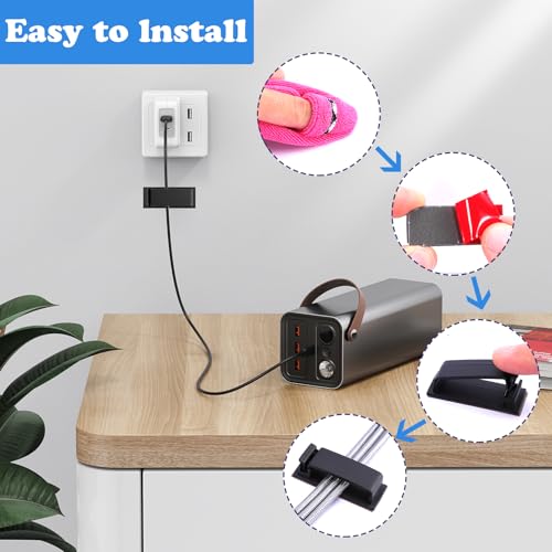 50 Clips para Cable, Clips Autoadhesivos para Gestión de Cables, Negro | Organizador de Cables y Soporte para Cables de TV y Ethernet para Escritorio en Casa u Oficina miniatura 4