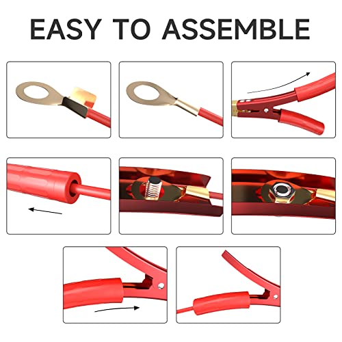 Image of Goupchn Heavy Duty Crocodile Clamps Pure Copper Car Battery Charger Clamps | 1000A 2PCS, Power Replacement Battery Alligator Clips, Jumper Cable Clamps, Welder Clips for Automotive Vehicle Boat