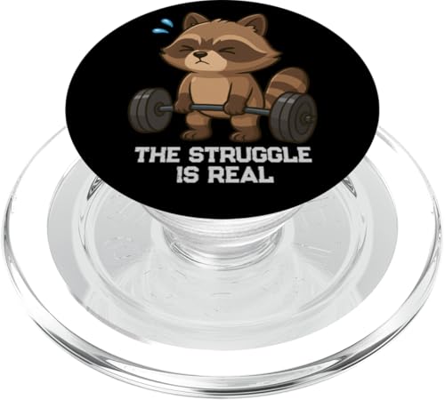 Raccoon Deadlift Gymrats La lotta è un vero sollevamento Uomini Donne PopSockets PopGrip per MagSafe