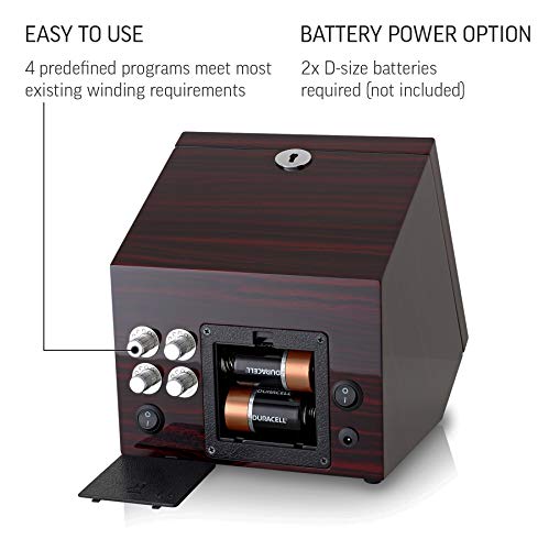 4 Watch Winder with Motor-Stop Option and Quiet Rotors (Ebony) - Thumbnail 4