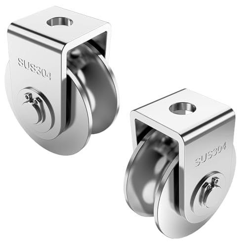 2 Pack 2 Inch U Groove Pulley Block 304 Stainless Steel Roller 880lb