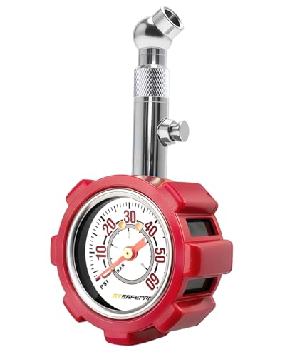 ATsafepro Tire Pressure Gauge, 5-60 PSI, ANSI B40.1 Certified, Extended 360° Swivel Head, Hold & Bleed Button, Dual Guard,Tire Gauges Fit for Cars and Motorcycles - Compact & Battery-Free