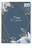 Bullet Journal dotted A5 con espiral [Time to Grow – Blue] 160 páginas, cuaderno de lunares con espiral College-Bloc de notas de Trendstuff by Häfft, sostenible y neutral para el clima