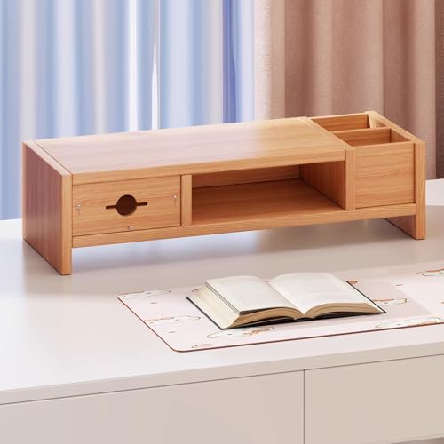Image of Monitor Riser for Desk with Drawer Storage, Computer Monitor Stand Organizer, Desktop Screen Shelf for Home and Office Workspace(White)