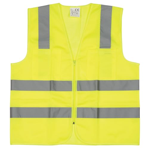 Image of Performance Tool W1580 High-Visibility Reflective Safety Vest, Chest Pockets, Zip Closure, Neon Yellow