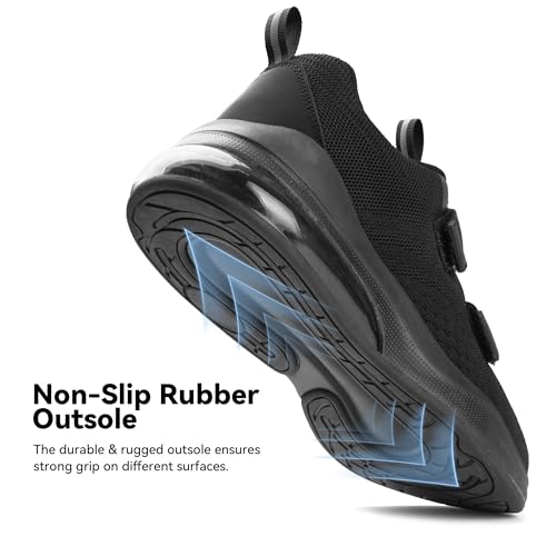 Image of Men's Walking Shoes Wide Waterproof Slip on Sneakers Hook and Loop Mesh Lightweight Comfortable Running Tennis Shoes