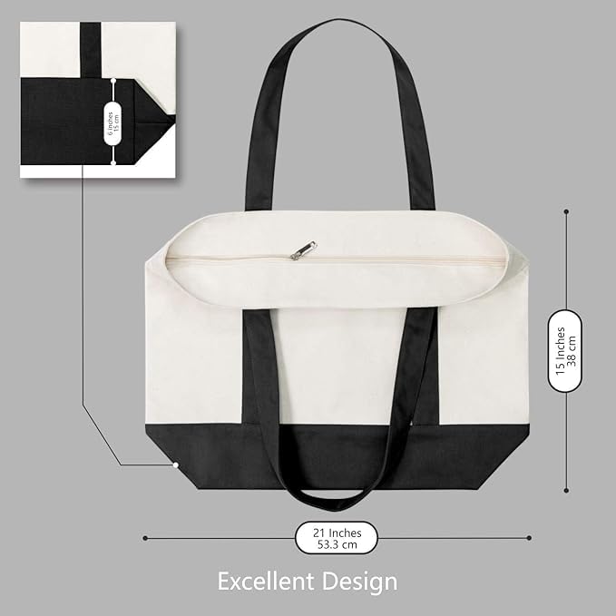 Bolso tote de lona para mujer con diseño de bloques de color, bolso grande de hombro con bolsillo frontal, casual y bonito para uso diario (negro) miniatura 2