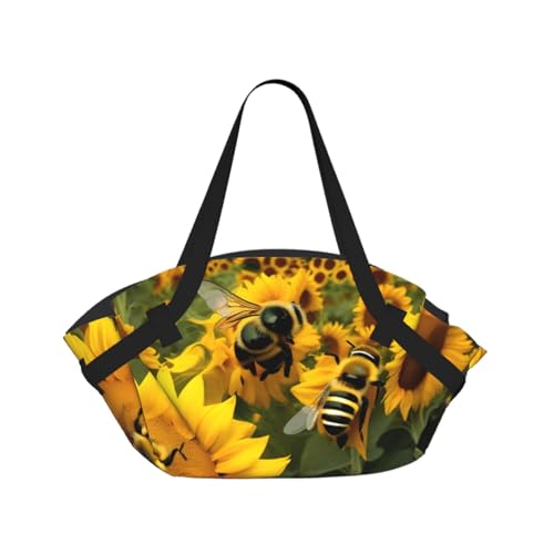 Sac de camping pliable imperméable motif tournesol et abeilles pour matelas de parc
