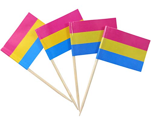 JBCD 100 palillos de dientes con bandera pansexual para magdalenas, banderas de orgullo LGBT para decoración de tartas