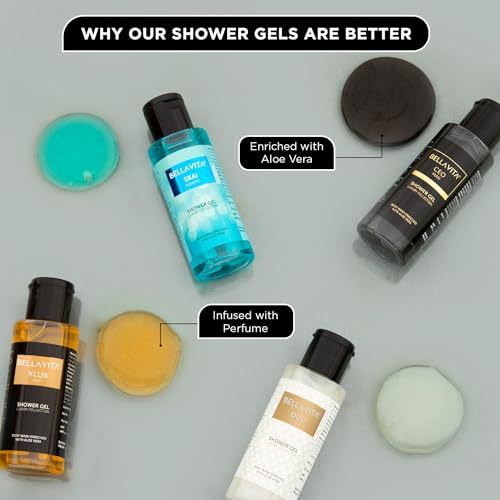 Image of Bella Vita Luxury Men Trial Mini Kit Skai Aquatic, OUD White, KLUB & CEO Man Body Wash Refreshing Shower Gel for Smoother Skin with Aloe Vera 55ml Each