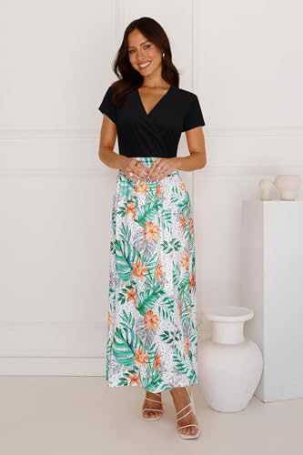 Image of Newshows Women's 2026 Lightweight Summer Wedding Guest Beach Vacation Casual V Neck Split Flowy Maxi Dress