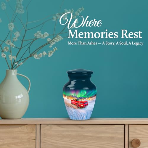 Image of Car Urn - Funeral Ash Urn Mini - 3 Inch - Pack of 4 - Cremation Urns Human Remains - Burial Decorative for Mom & Dad - Little Urns for Adult Ashes