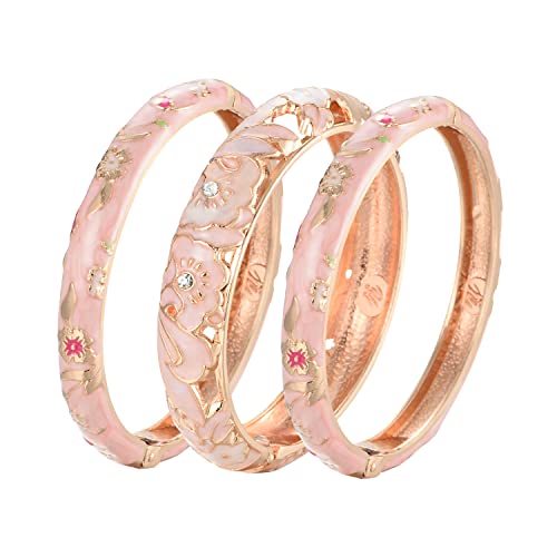 Image of UJOY Womens Multi-colors Cloisonne Bracelet Gold Plated Flower Hollowed Enameled Hinged Cuff Bangles Jewelry Gift 88A10