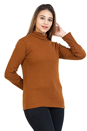 Image of YHA Women's High Neck Full Sleeves Solid Winter Tshirts
