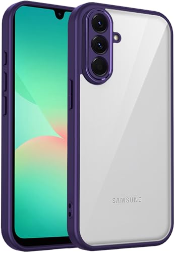 Image of Kapa Hawkeye Clear Slim Tough Back Cover for Samsung Galaxy A57 5G | Camera Lens Protector Anti Yellow Shockproof Clear Hybrid Case Cover (Purple Sides)