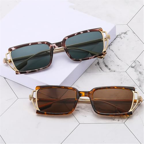 Lunettes de soleil vintage rectangle pour femmes et hommes