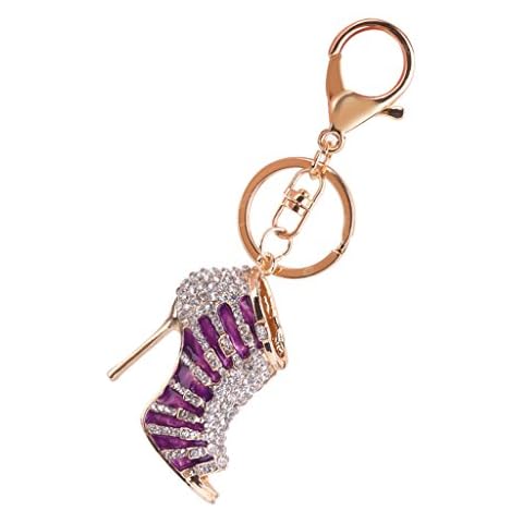 PANYTOW 1pc Rhinestone High Heel Pendant Charm Keyring Keychain with Lobster Clasp Cover