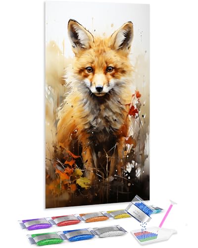 Manualidades de adultos para reducir el estrés: kit de diamond painting de zorro